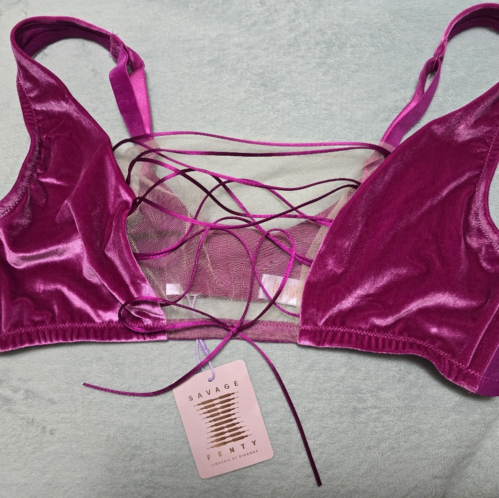 Savage X Fenty Women's Velvet Bralette - Pink